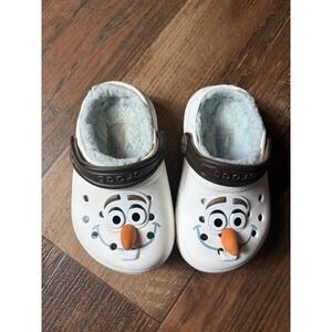 Crocs Kids' Disney Frozen Olaf Lined Classic Clog C6 6 Toddler Boy Girl White